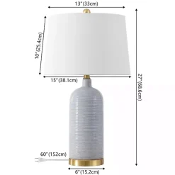 Hot Kirklands Home Blue-Gray Striations Ceramic Table Lamp White