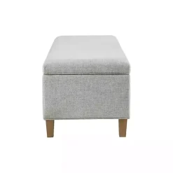 New Kirklands Home Blue-Gray Upholstered Soft-Close Storage Bench