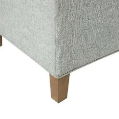 New Kirklands Home Blue-Gray Upholstered Soft-Close Storage Bench