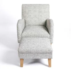 Discount Kirklands Home Blue-Grey Houndstooth 2-pc. Chair and Ottoman Set