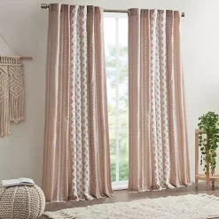 New Kirklands Home Blush Chenille Stripe Curtain Panel, 84 in. Pink