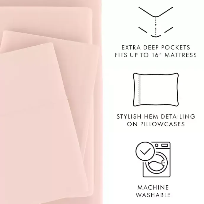 Outlet Kirklands Home Blush Ultra Soft 3-pc. Twin XL Sheet Set Pink