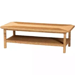 Online Kirklands Home Bohemian Braided Rat Coffee Table Tan