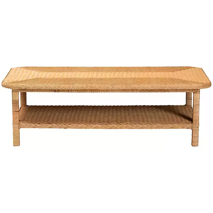 Online Kirklands Home Bohemian Braided Rat Coffee Table Tan