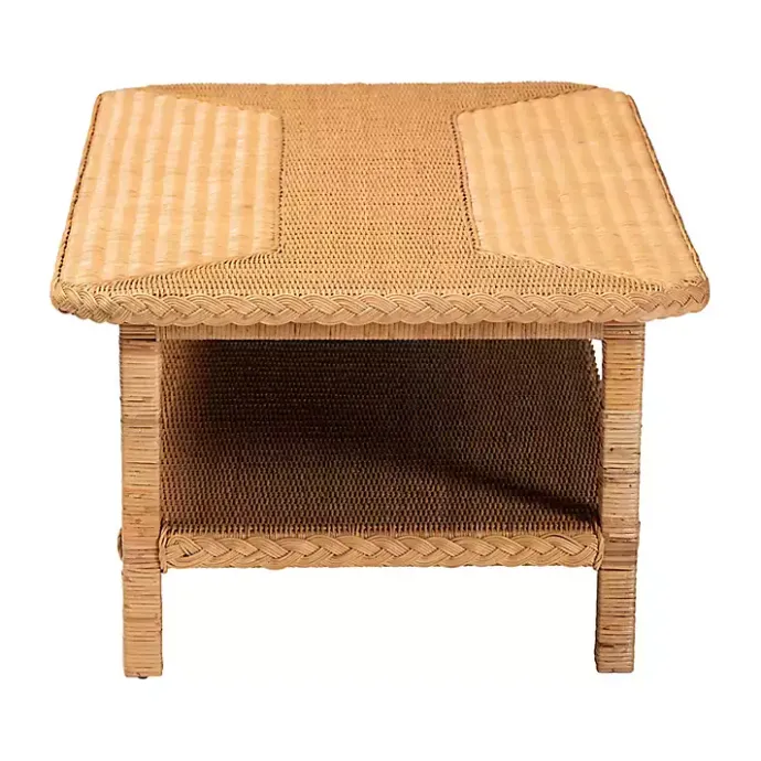 Online Kirklands Home Bohemian Braided Rat Coffee Table Tan