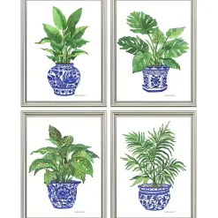 Online Kirklands Home Botanical Blues Framed Art Prints, Set of 4