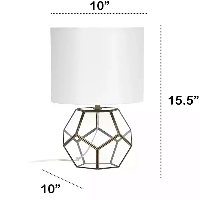 Outlet Kirklands Home Brass and Glass Octagon Table Lamp White