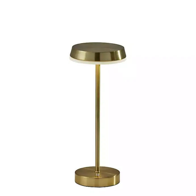Discount Kirklands Home Brass Metal Disc Frosted Light Cordless Table Lamp Gold