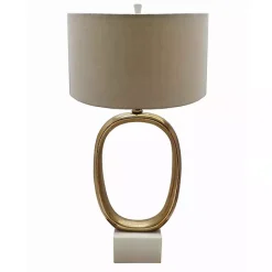 Online Kirklands Home Brass Oval and Marble Base Table Lamp Tan