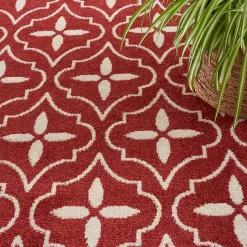 Hot Kirklands Home Brick & Ivory Quatrefoil Indoor/Outdoor Rug, 4x6