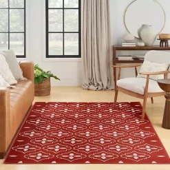 Hot Kirklands Home Brick & Ivory Quatrefoil Indoor/Outdoor Rug, 4x6