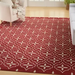 Best Kirklands Home Brick & Ivory Quatrefoil Indoor/Outdoor Rug, 5x7