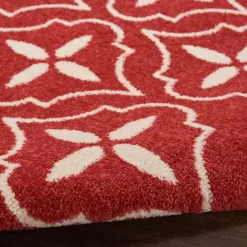 Best Kirklands Home Brick & Ivory Quatrefoil Indoor/Outdoor Rug, 5x7