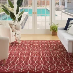 Online Kirklands Home Brick & Ivory Quatrefoil Indoor/Outdoor Rug, 8x10