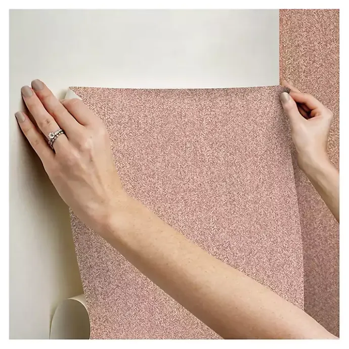 Online Kirklands Home Brick Textured Cross Woven Peel & Stick Wallpaper Pink