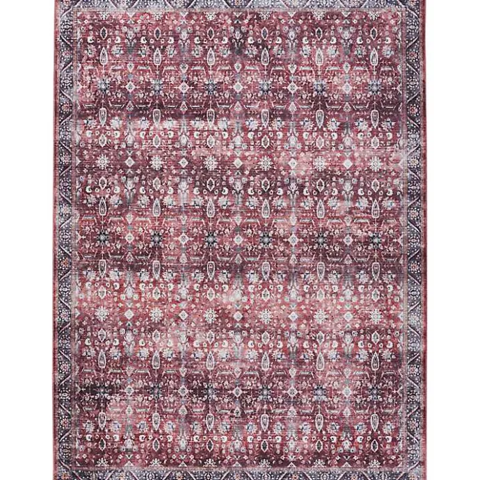 Online Kirklands Home Brick Vintage Floral Washable Area Rug, 5x7 Red