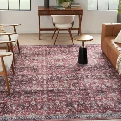Online Kirklands Home Brick Vintage Floral Washable Area Rug, 5x7 Red