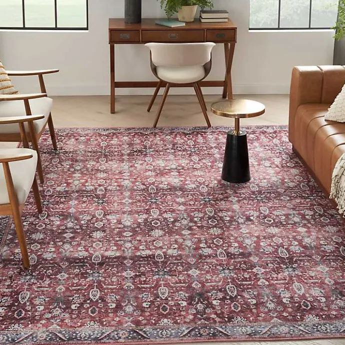 Online Kirklands Home Brick Vintage Floral Washable Area Rug, 5x7 Red