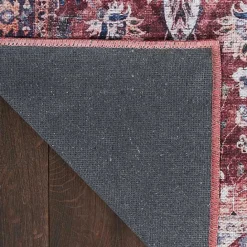 Online Kirklands Home Brick Vintage Floral Washable Area Rug, 5x7 Red