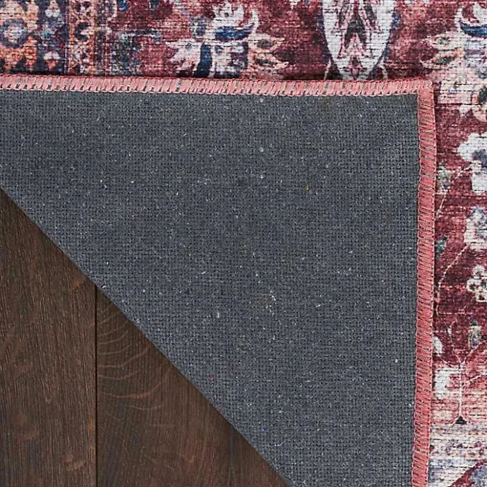 Online Kirklands Home Brick Vintage Floral Washable Area Rug, 5x7 Red