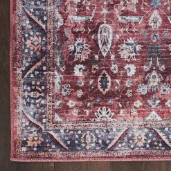 Online Kirklands Home Brick Vintage Floral Washable Area Rug, 5x7 Red