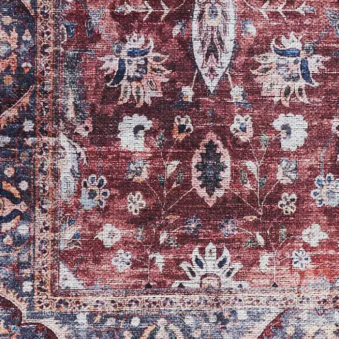 Online Kirklands Home Brick Vintage Floral Washable Area Rug, 5x7 Red