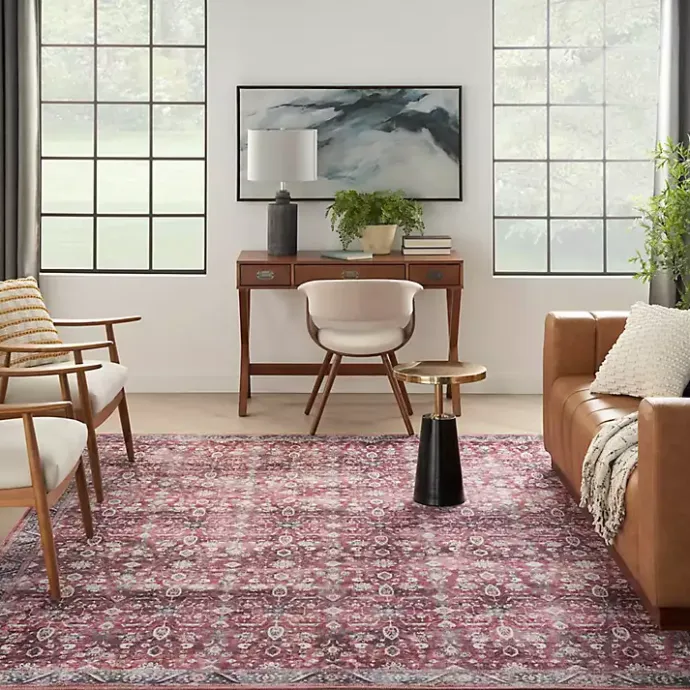 Online Kirklands Home Brick Vintage Floral Washable Area Rug, 5x7 Red