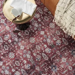 Online Kirklands Home Brick Vintage Floral Washable Area Rug, 5x7 Red