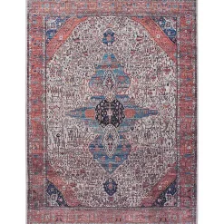 Discount Kirklands Home Brick Vintage Medallion Washable Area Rug, 5x7 Red