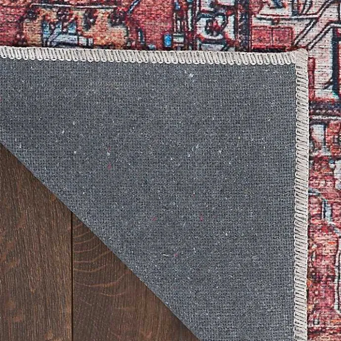 Discount Kirklands Home Brick Vintage Medallion Washable Area Rug, 5x7 Red