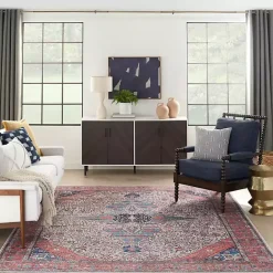Discount Kirklands Home Brick Vintage Medallion Washable Area Rug, 5x7 Red