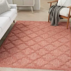 Online Kirklands Home Bright Coral Trellis Outdoor Area Rug, 4x6
