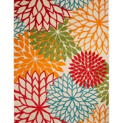 Hot Kirklands Home Bright Red Floral Burst Outdoor Area Rug, 6x9