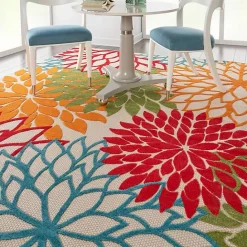 Hot Kirklands Home Bright Red Floral Burst Outdoor Area Rug, 6x9
