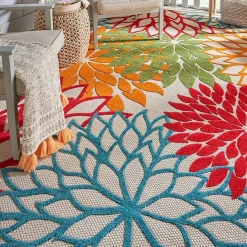 Hot Kirklands Home Bright Red Floral Burst Outdoor Area Rug, 6x9