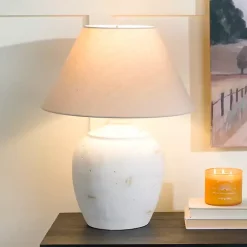 Hot Kirklands Home Bronson Cream Painted Table Lamp Tan