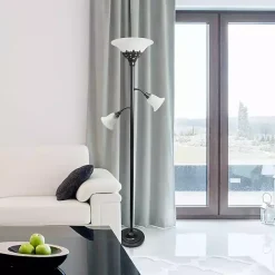 Best Kirklands Home Bronze and White 3-Scallop Glass Floor Lamp Brown