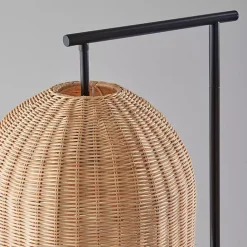 Clearance Kirklands Home Bronze and Woven Rat Stem Floor Lamp Tan