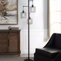 Online Kirklands Home Bronze Caged Metal 3-Tier Floor Lamp Brown