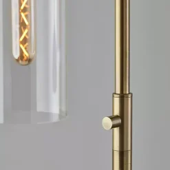Kirklands Home Bronze Glass Cylinder Shade Floor Lamp Clear