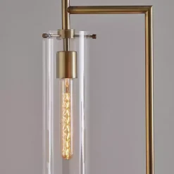 Kirklands Home Bronze Glass Cylinder Shade Floor Lamp Clear
