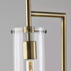 Kirklands Home Bronze Glass Cylinder Shade Floor Lamp Clear