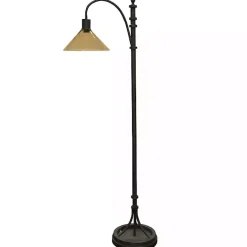 Outlet Kirklands Home Bronze Industrial Floor Lamp with Glass Shade Brown