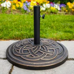 Clearance Kirklands Home Bronze Medallion Round Umbrella Base Brown