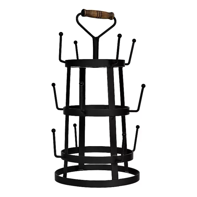 Kirklands Home Bronze Metal Mug Holder with Wooden Handle Brown