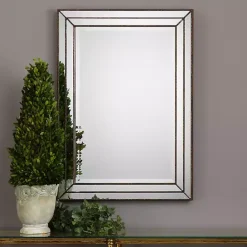 Clearance Kirklands Home Bronze Metallic Grooved Texture Wall Mirror Brown