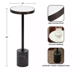 Kirklands Home Bronze Mirror Tabletop Round Cocktail Table Black