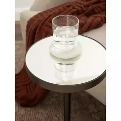 Kirklands Home Bronze Mirror Tabletop Round Cocktail Table Black