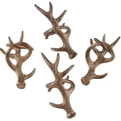 Discount Kirklands Home Bronze Reindeer Antler Napkin Rings, Set of 4 Brown