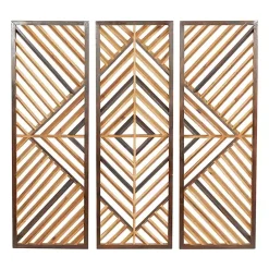 Best Kirklands Home Bronze Wood Geometric Wall Plaques, Set of 3 Tan